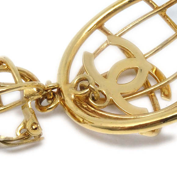 CHANEL★ Birdcage Earrings Clip-On Gold 93P 27295 - Picture 3 of 4